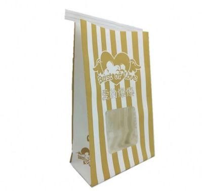 Coffee Bean Tin Tie Dessert Kraft Paper Bag with Window