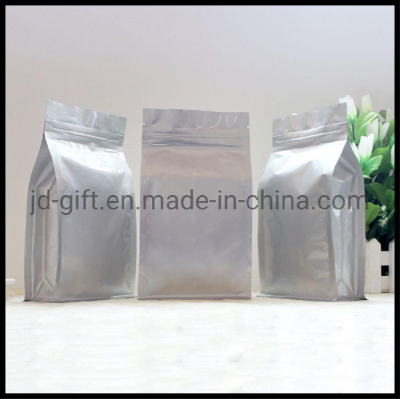 Food Packaging Aluminium Foil Bags Square Bottom Standing up Flexible Packaging Bags with Zip Lock   for Quinoa Tea Coffee Cookies Packing