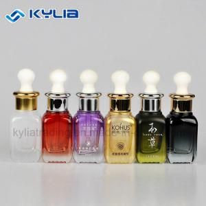 High End Empty Gradient Purple 20ml Cosmetic Glass Bottle with Drop Cap