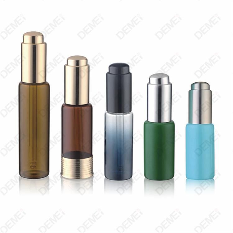 3ml 5ml 7ml 8ml10ml Wholesale Cosmetic Packaging Stright Round Clear and Amber Serum Essential Oil Tube Glass Bottle with Press Button Dropper Cap