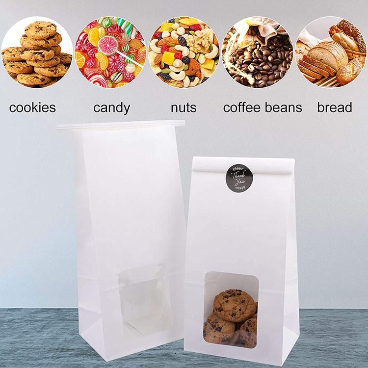 Recycled Window Kraft Paper Bag Snack Food Bread Bakery Cookie with Tin Tie