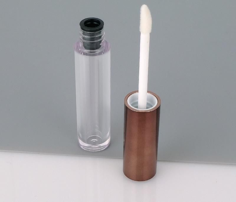 New Design Empty Round Brown Lip Gloss Containers Tube Packaging with Wands Lipgloss with Brush Applicator