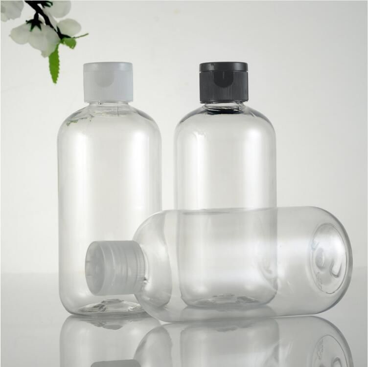 250ml Clear Plastic Bottle for Shampoo Shower Gel Refillable Cosmetic Packaging Bottle