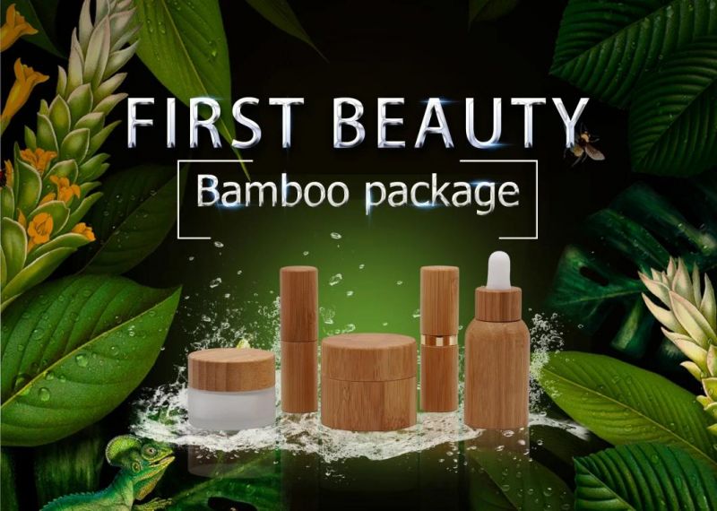 Bamboo Cosmetic Jar of Face Cream Glass Container