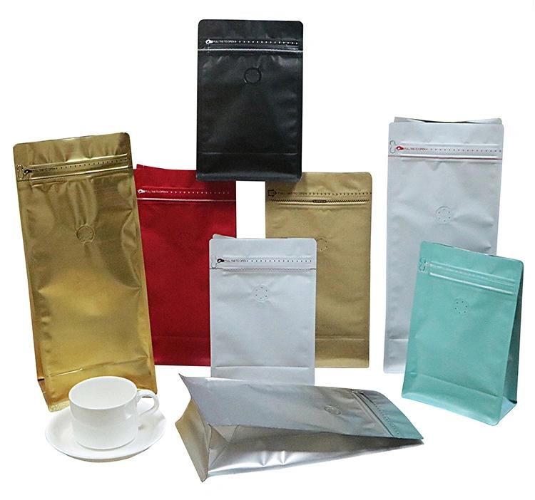 Wholesale Custom Stand up Aluminum Foil Zipper Packaging Coffee Bean Bag with Valve