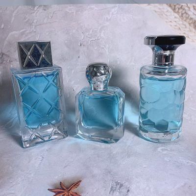 30ml 50ml Glass Perfume Bottle Square Spray Glass Perfume Bottle with Gold Silver Aluminum Mist