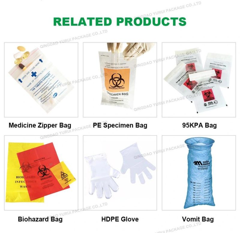 Custom Color Laboratory Use LDPE Plastic Disposal Biohazard Specimen Transport Bags