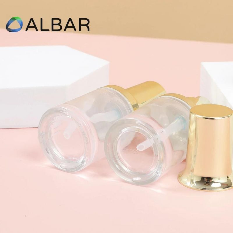 Gold Screw Pump Twist Lid Skin Care Serum Glass Jars with Frost Polish Customization