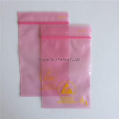 High Quality Pink Antistatic Zipper Bag 10^6-10^10