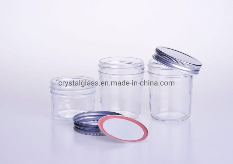 Mini Size 4 Ounce Diamond Embossed Glass Mason Jar Round Glass Jam Jar with Split Cap