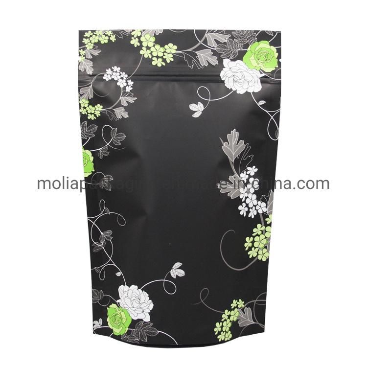 Logo Design Printed Resealable Matte Stand up Pouch Plastic Zip Lock Black Mylar Bags