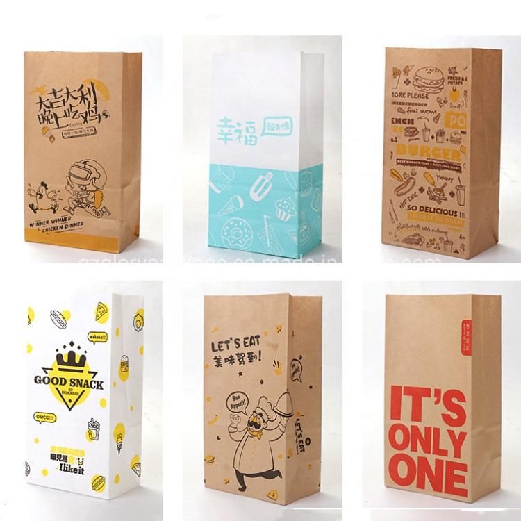 Take Away Fast Food Bag Packaging Degradable Kraft Paper Bags