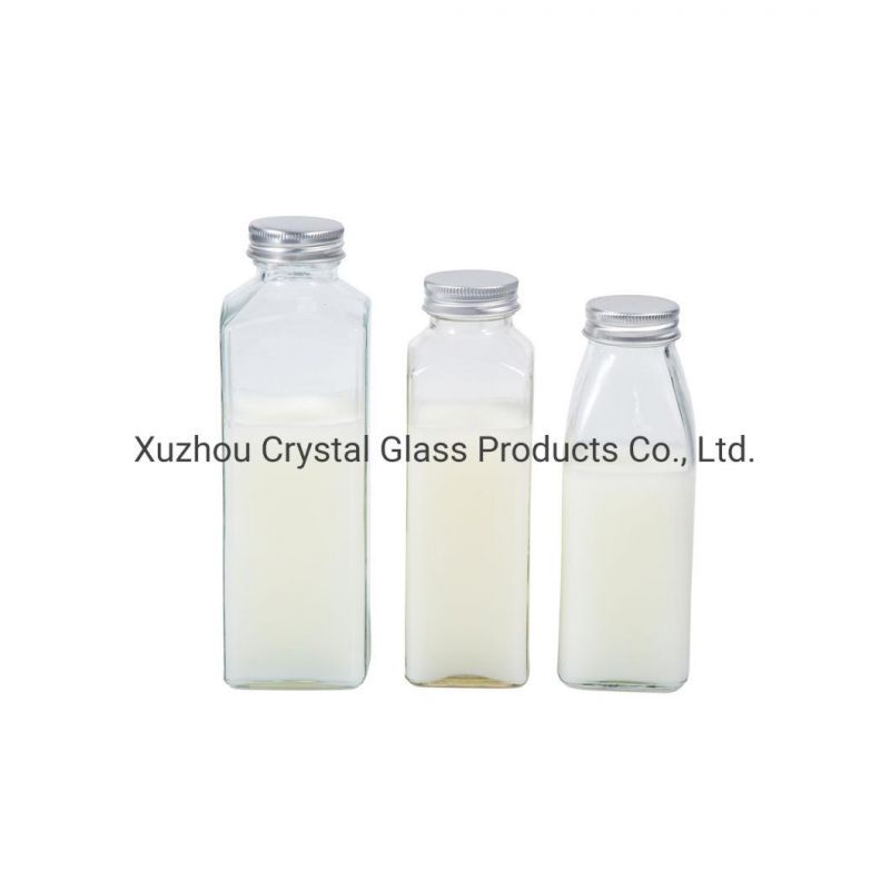 500ml 16oz Glass Beverage Bottle Milk Tea Coffee Juice Cup Enzyme Bottle Glass Bottle with Aluminum Cap