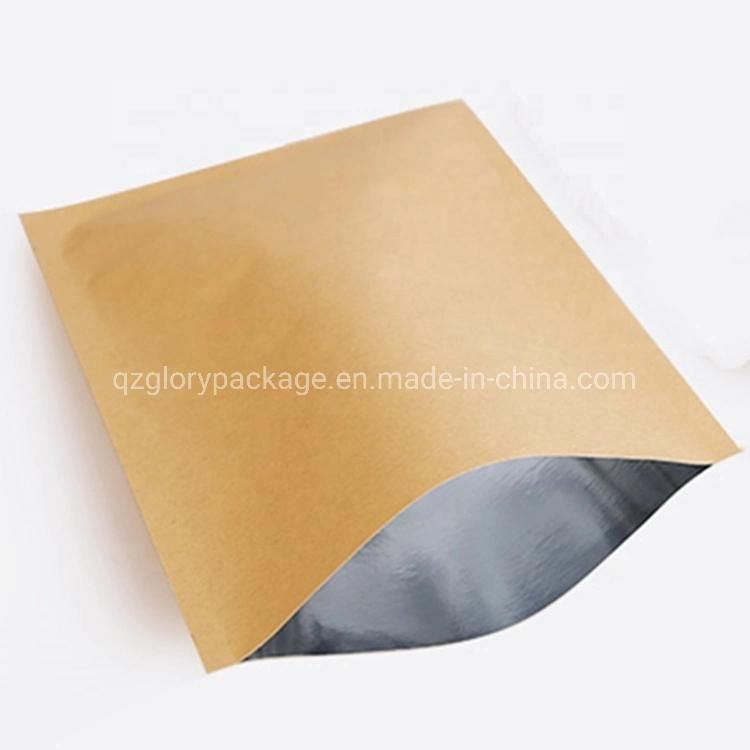 Food Packaging Three Side Seal Foil Lined Kraft Paper Pouch