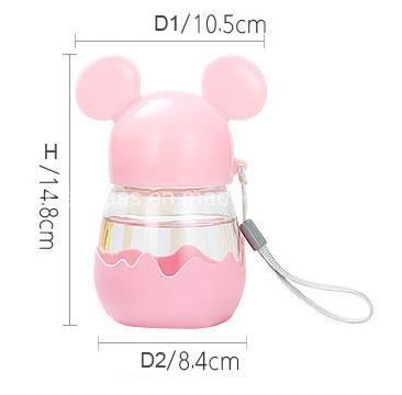 300ml Lovely Portable Water Glass Bottle with Mickey Cap