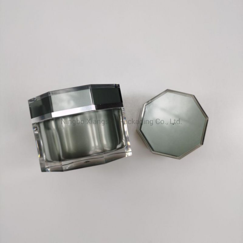 Wholesale 15g 30g 50g Acrylic Double Wall Plastic Empty Cosmetic Body Butter Face Cream Jar Pot with Lip