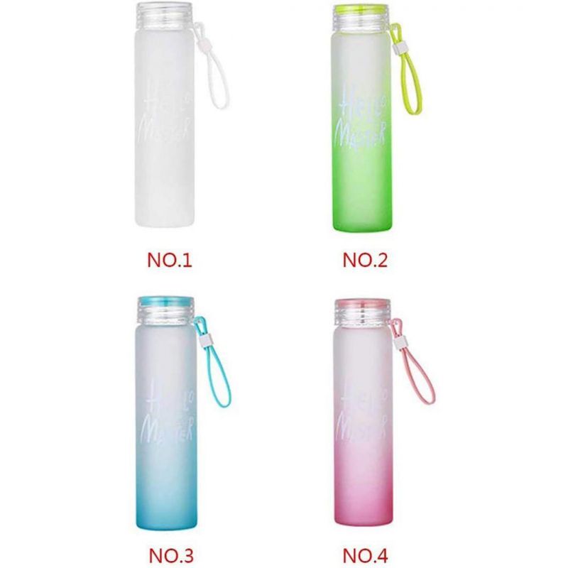 Colored Frosted Glass Water Bottle Heat Resisting