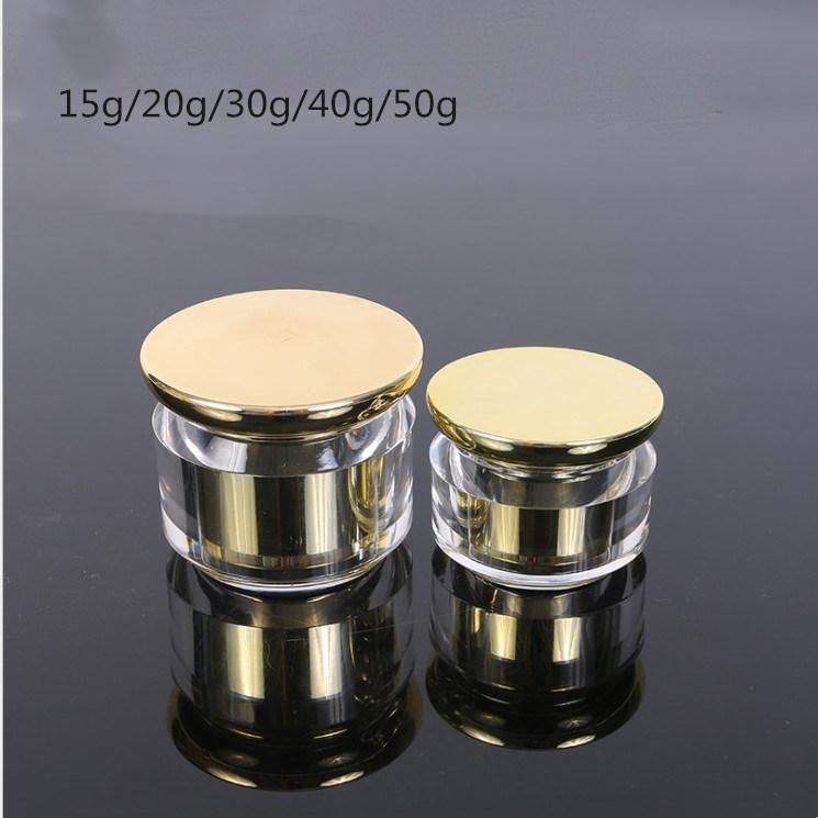 High Grade Cosmetic Bottle 15g 20g 30g 40g 50g Acrylic Cream Jar Shinny Gold Mushroom Bottle Crystal Bottle