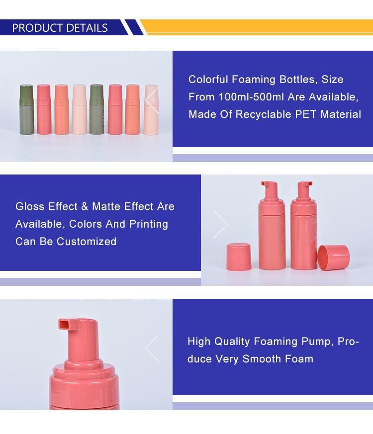 Round Pet Plastic Hand Soap Foam Pump Foam Bottles 100ml for Shampoo Cosmetic Packaging