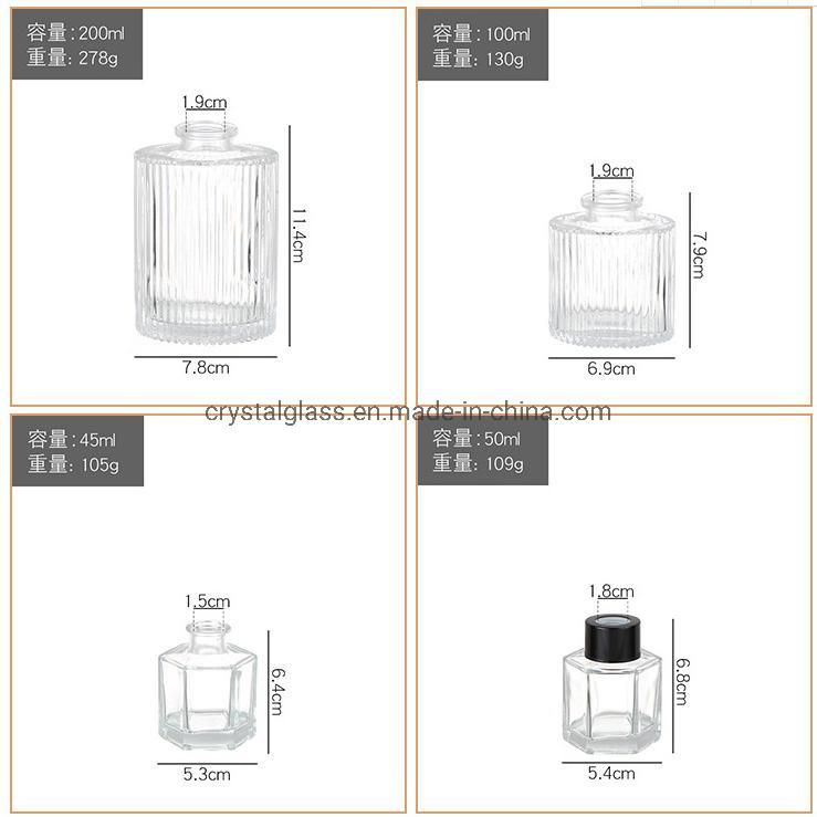 Empty Fragrance Glass Diffuser Bottles Reed Sticks Essential Oil Jar 50ml