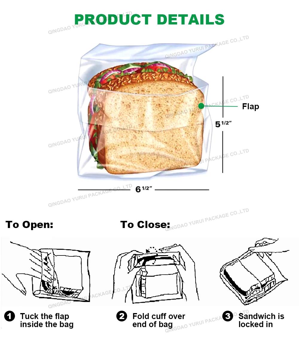 Food Grade Easy Packaging and Open Sandwich Bags Fold Top