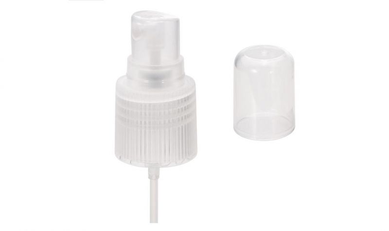 Smooth Ribbed Fine Mist Spray Pump with Clear PP Hood Cap Mist Pump