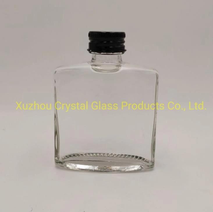 100ml 200ml 250ml Glass Bottle for Cold Coffee Bottle Milk Tea Juice with Aluminum Cover Flat Square Wine Bottle