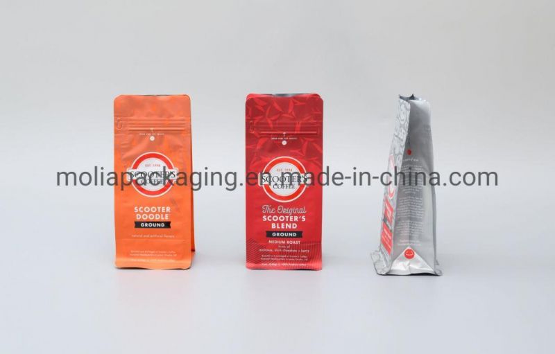 Customized Logo Printed 500g Reclosable Mylar Foil Ziplock Bags Stand up Coffee Pouches Bags Bulk Food Storage Coffee Zipper Bags