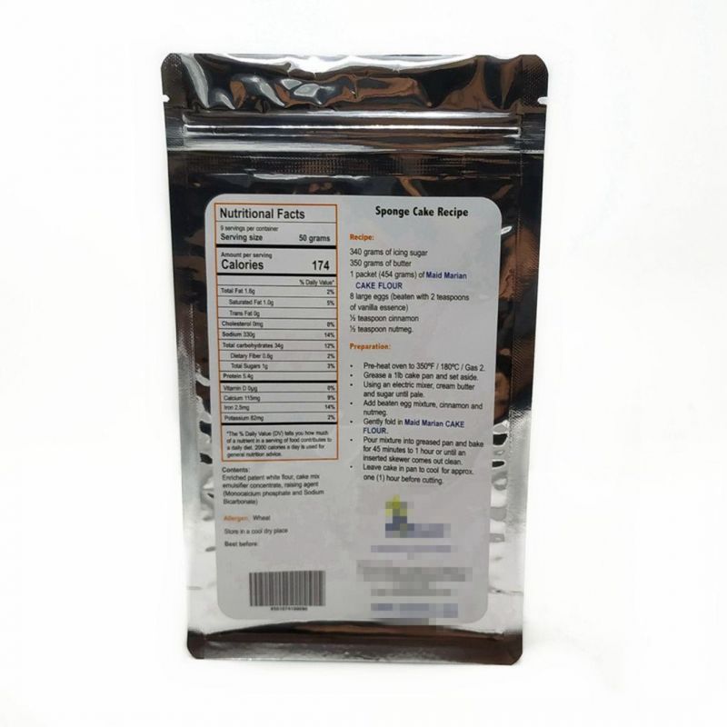 Digital Printing 1lbs/454G Cake Flour Packaging Bag Quad Seal Plastic Bag