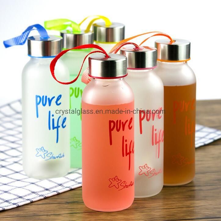 300ml Frost Sparkling Water Glass Bottle with Decal Printing