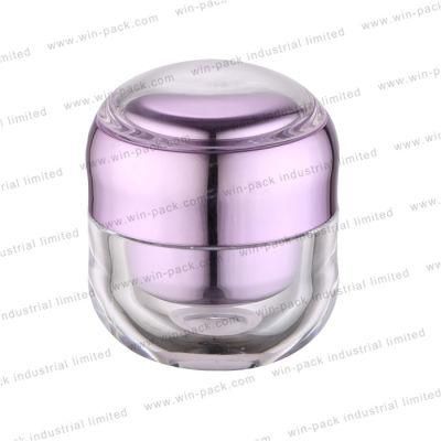 Pearl White Color Facial Cream Acrylic Jar with Round Bottom and Cap 30g