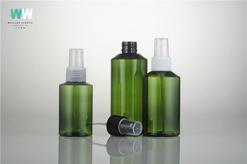 30ml Oblique Shoulder Green Plastic Bottle with Lotion Pump or Sprayer