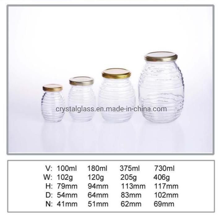 20oz 600ml Embossed Custom Design Honey Jar Glass Jar Cheap Jam Jars with Metal Lids