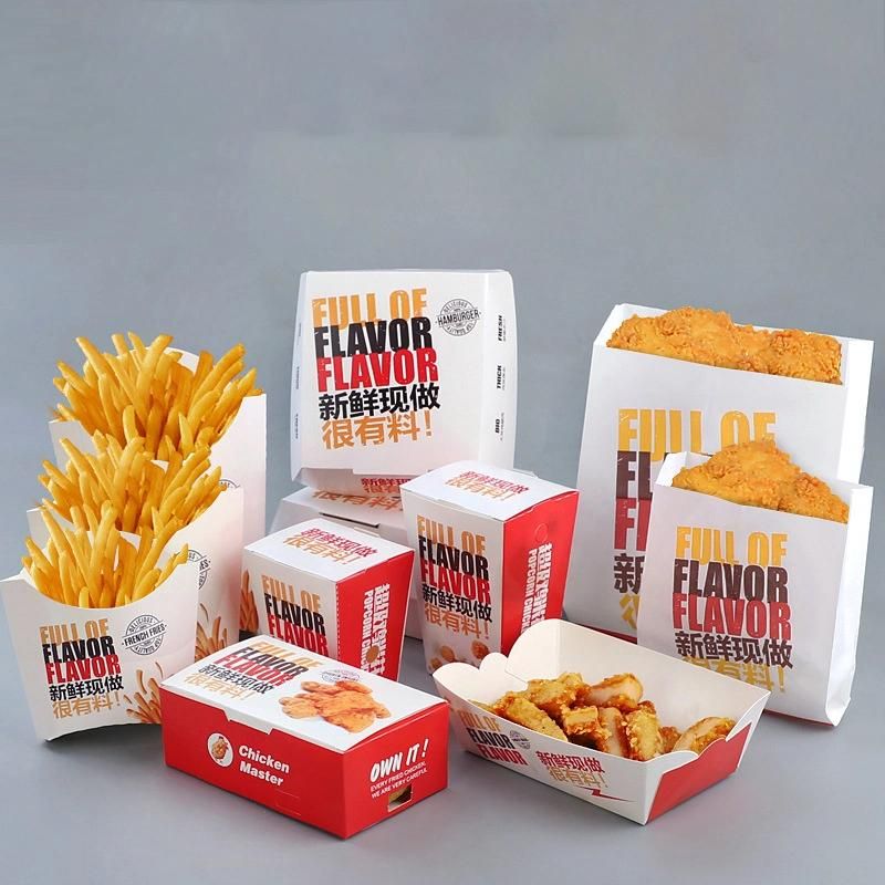 Disposable Takeaway Biodegradable Printed Paper Fast Food Packaging Hot Snack Takeaway Boxes