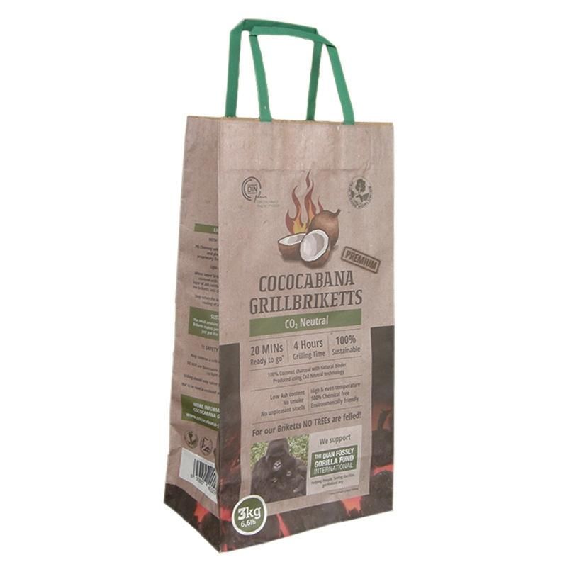 Brown Flat/Block Bottom Charcoal Paper Packaging Bags