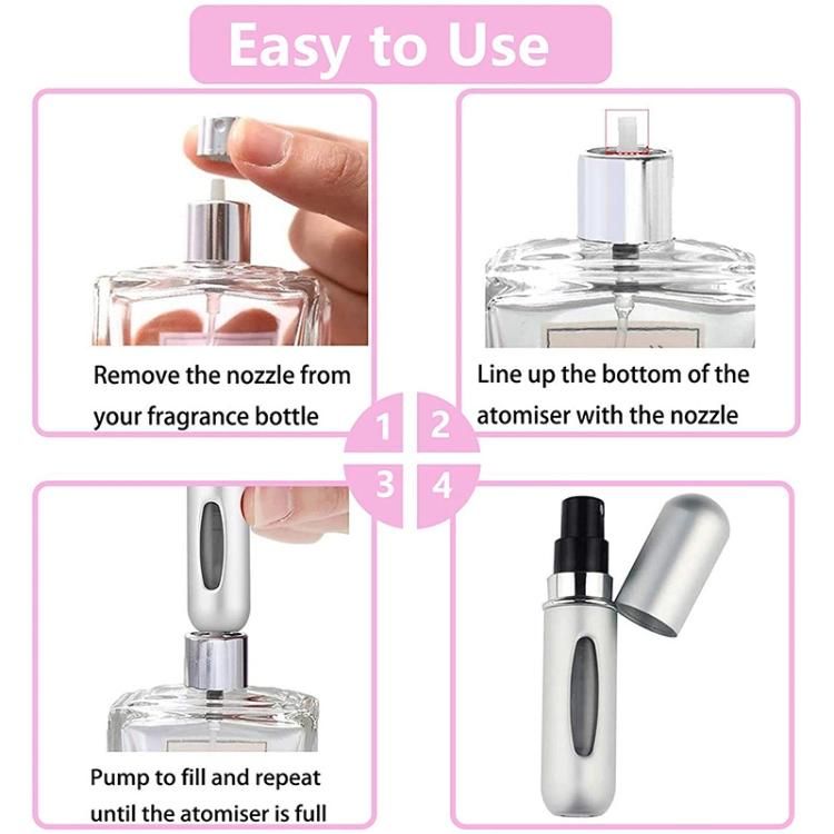 5ml 8ml Eco-Friendly Travel Portable Empty Aluminum Glass Atomizer Refillable Cosmetic Mini Spray Perfume Bottle