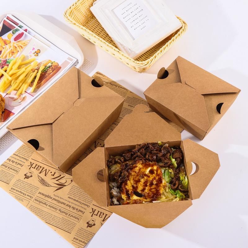 Custom Printed Biodegradable Disposable Kraft Lunch Take out Container for Fast Food Packaging Food Salad Packaging Boxes