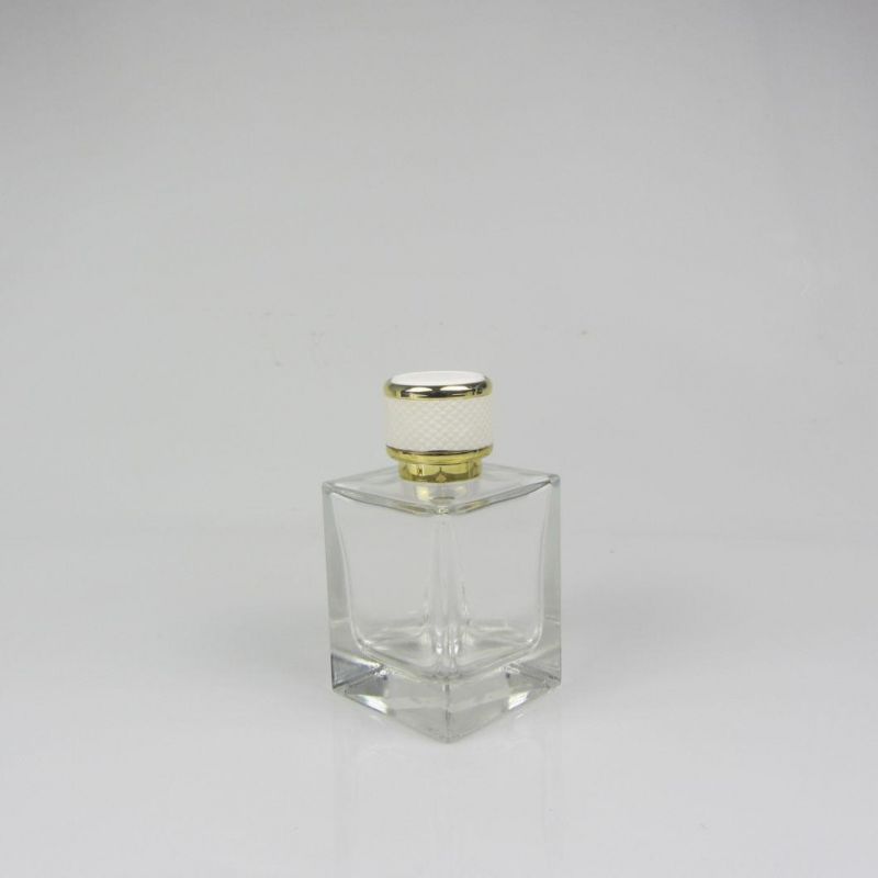 China Luxury Square Empty Gold Perfume Glass Bottle 100 Ml