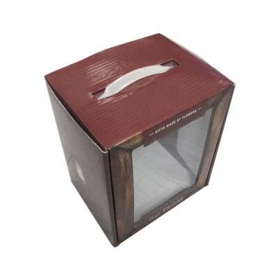 Recycle Corrugated Custom PVC Window Paper Packing Shipping Boxes with Handle