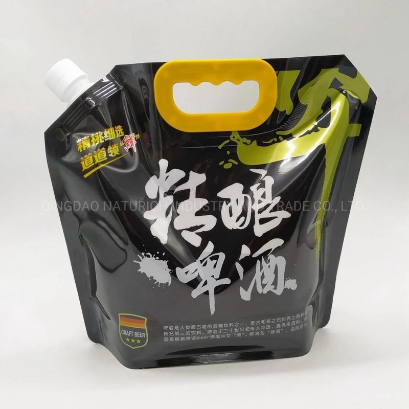 5L Stand up Nozzle Composite Plastic Packaging Bags for Beer/Spout Plastic Bag for Beer