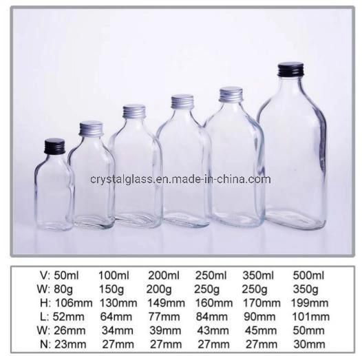 250ml 350ml 500ml Empty Clear Glass Flask Bottle with Golden Lid Wholesale