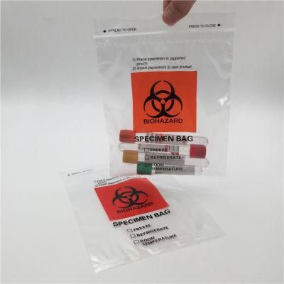 Medical Test Bag Custom Made Biological Specimen Zipper Bag Biohazard Specimen Bag