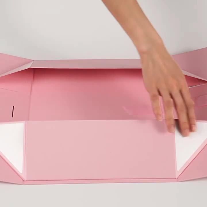 Factory Custom Luxury Pink Favor Ribbon Box Gift Foldable Gift Box Package with Ribbon Closure Handle and Bow Gift Bo