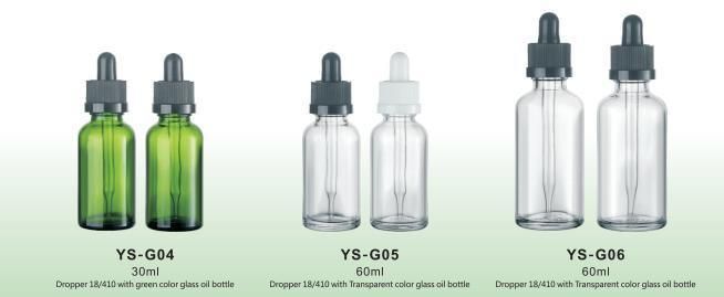 Ys-Go4 Dropper 18/410 with Brown Color Glass Bottle Jar Oil Packaging Caps of Water Perfume Cosmetic Medicine Juice