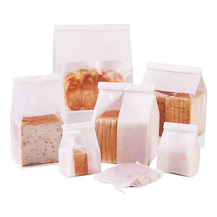 Food Grade Eco Friendly Bakery Bags with Clear Front Window, Recycled Kraft Singles Repack Kraft Paper Custom Bread Bag