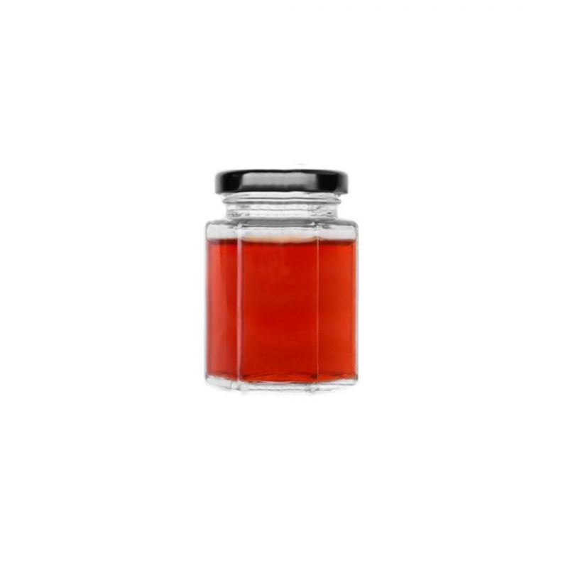 300ml Hexagonal Jam Food Packaging Honey Glass Jar for Sealing with Lid