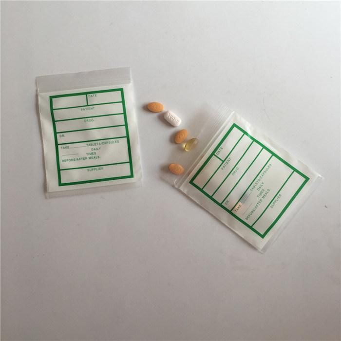 Customized Printed LDPE Medical Plastic Ziplock Bag Pill Dispensing Envelopes Packing Ziplock Bag Hospital Drug Bags