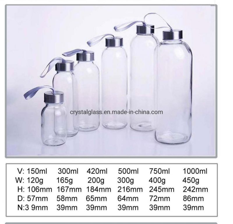 High-End 300ml 500ml Glass Bottle Heat Resisting Water Bottle