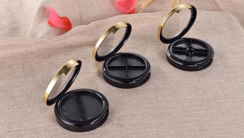 Elegant Empty Black Round Make up Plastic Pressed Powder Compact Case Cosmetic Packaging Container Case Box