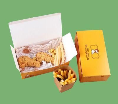 PE Coated Paper for Popcorn Chicken Box Disposable Dessert Container Kraft Lunch Box for Fast Food Packaging Take Away Container Paper Food Box